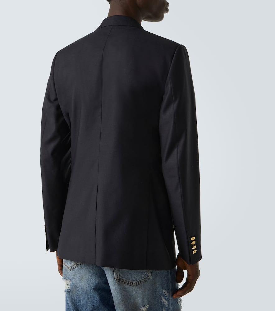 Patch-appliqué wool and silk blazer