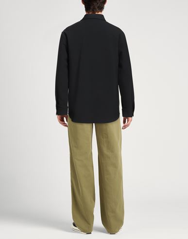 Man Shirt Black Size L Polyester, Viscose, Elastane