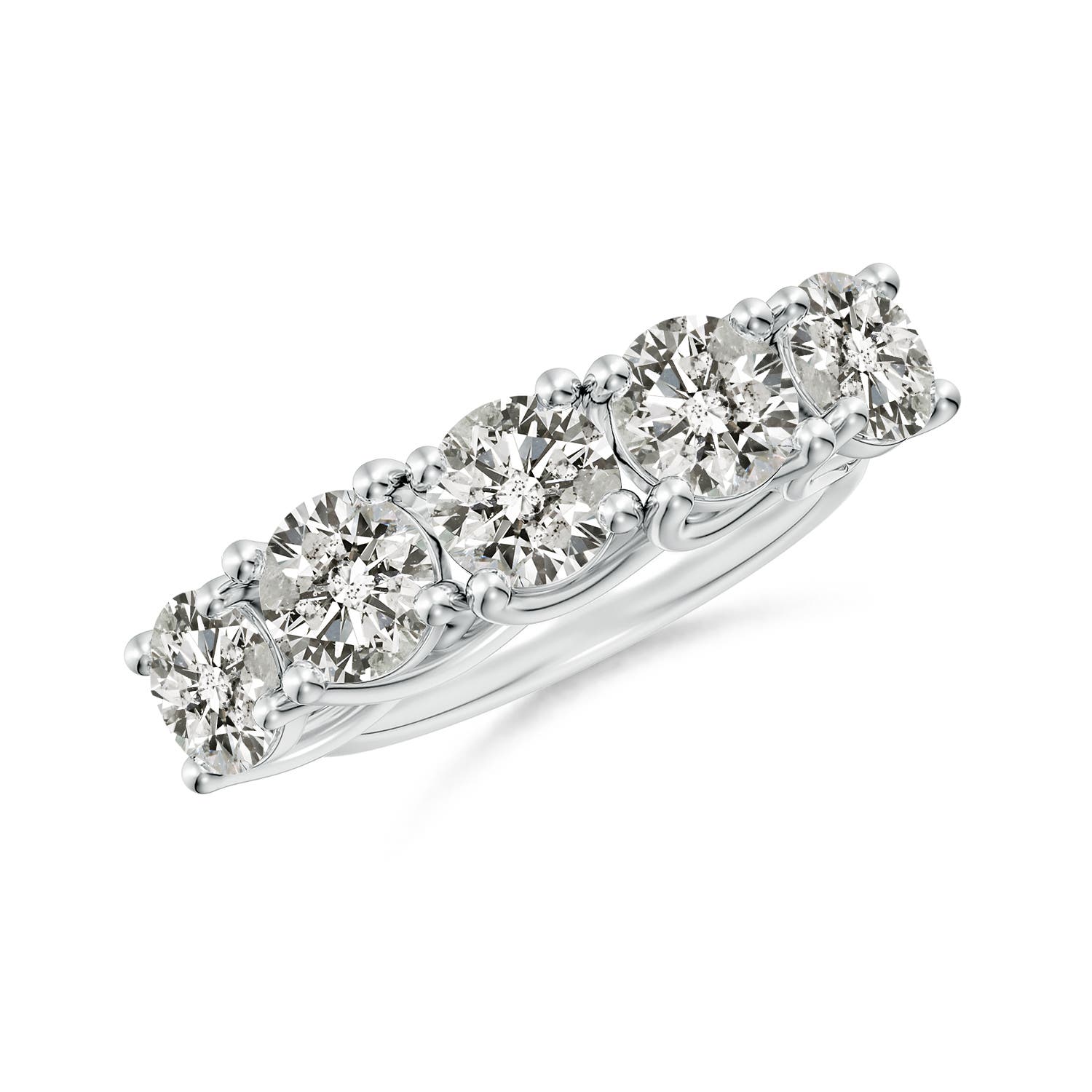 Angara 3.75 Carats Half Eternity Five Stone Diamond Wedding Band in 14K White Gold