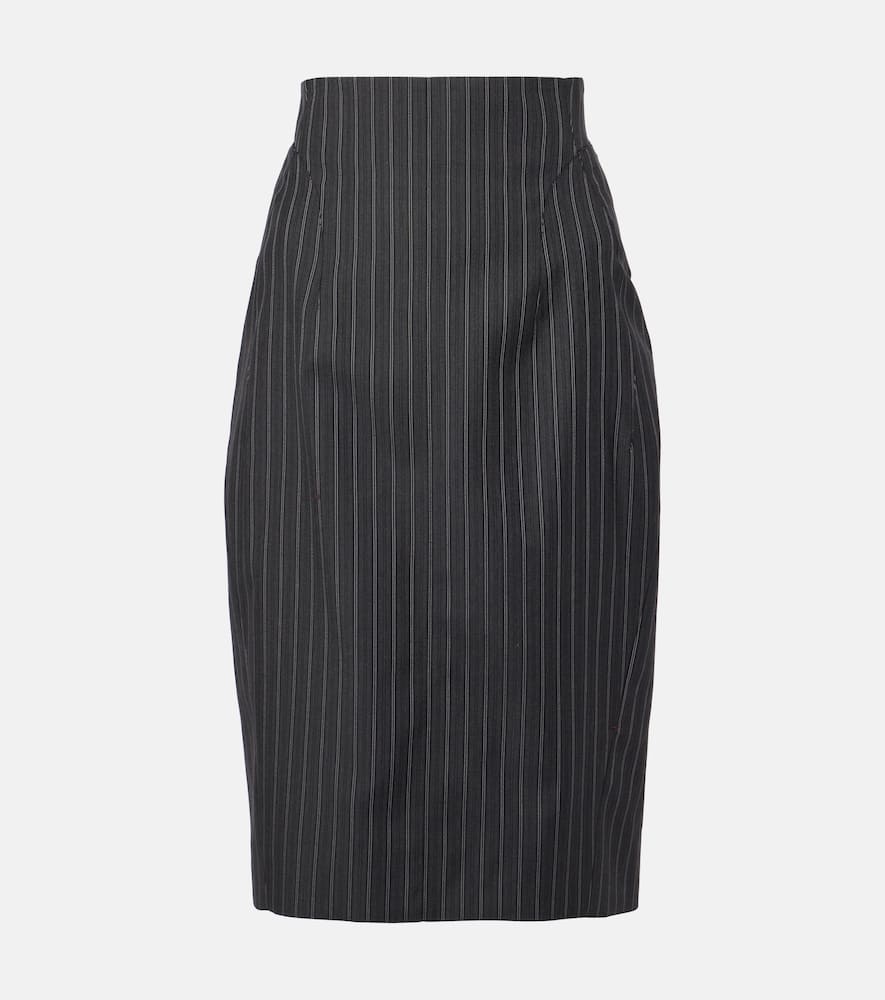 Pinstripe wool-blend midi skirt