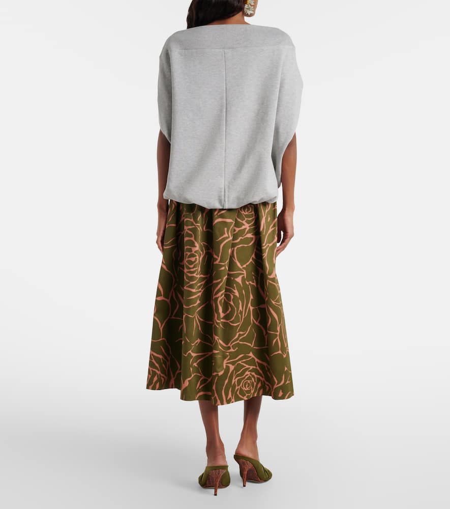 Floral cotton midi skirt