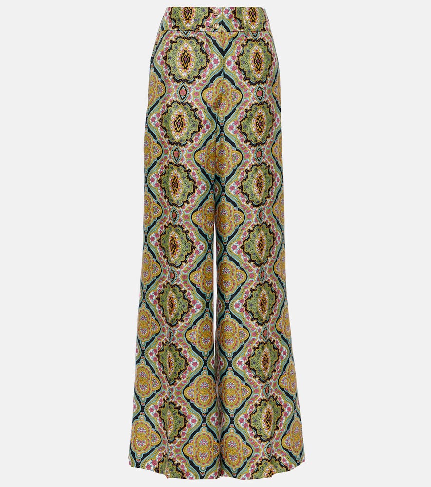 Printed silk wide-leg pants