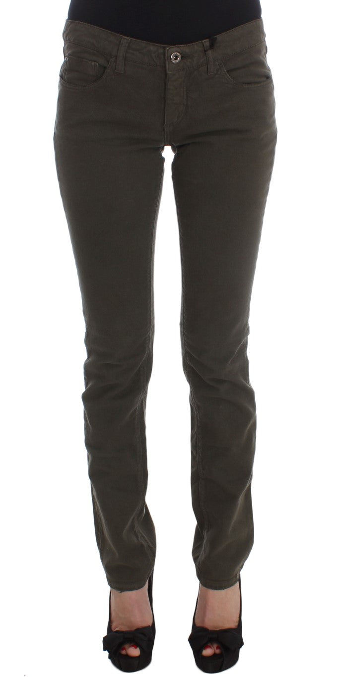 Cotton Blend Slim Fit Jeans — Green