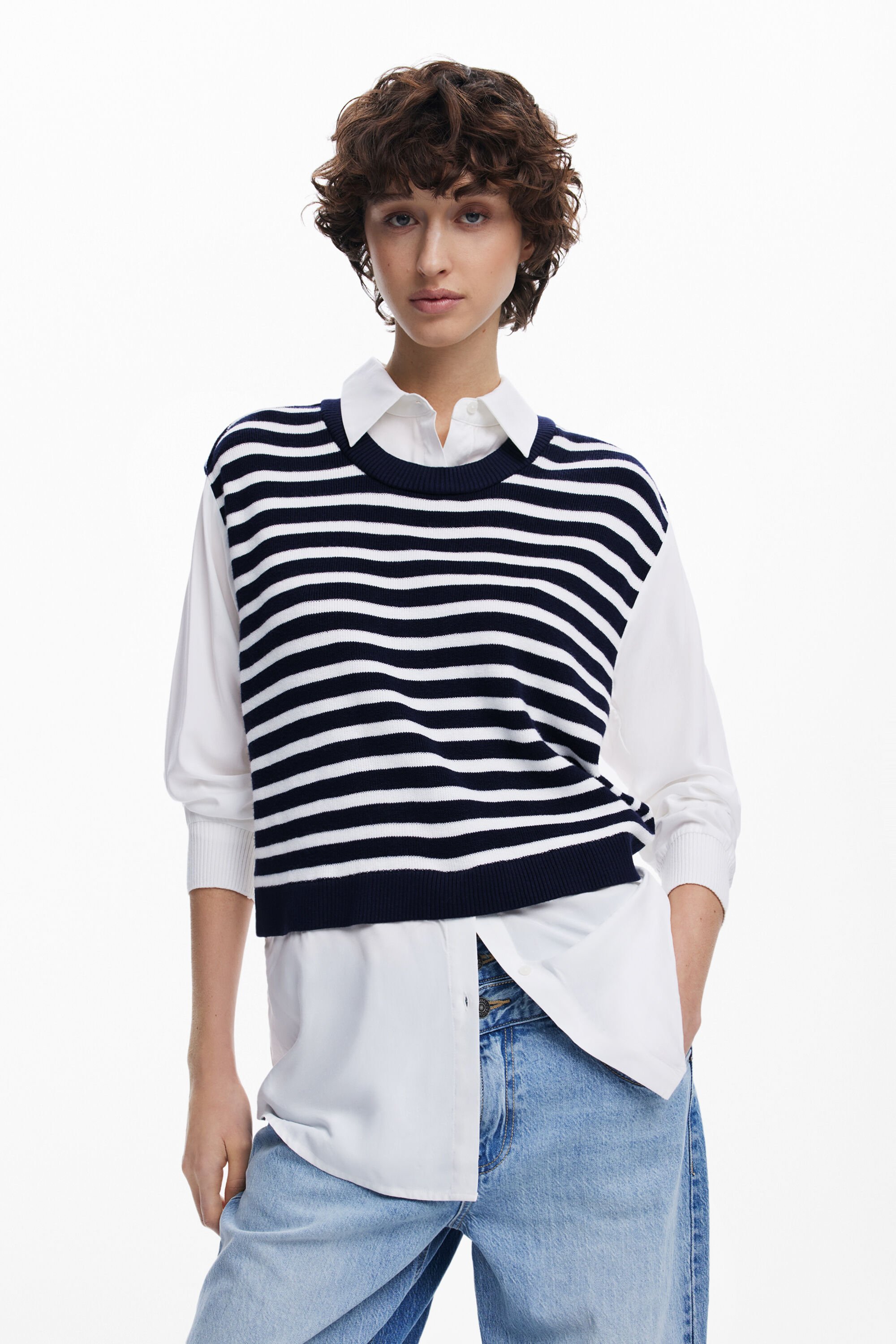 Vest-effect shirt