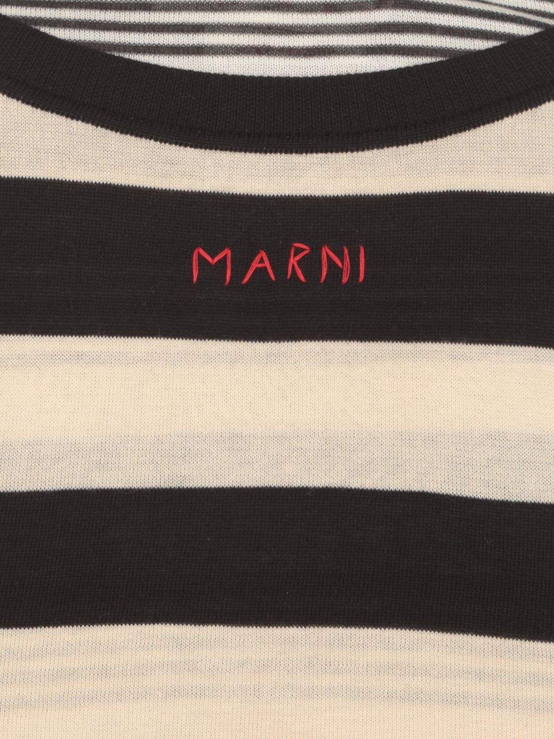 Stripes cotton midi dress - White