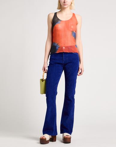 Woman Top Orange Size S Cotton, Nylon