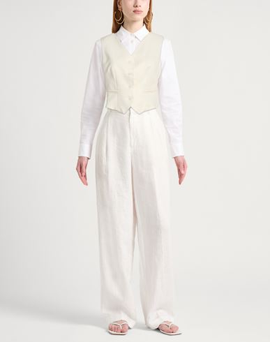 Woman Tailored Vest Cream Size 10 Viscose, Linen