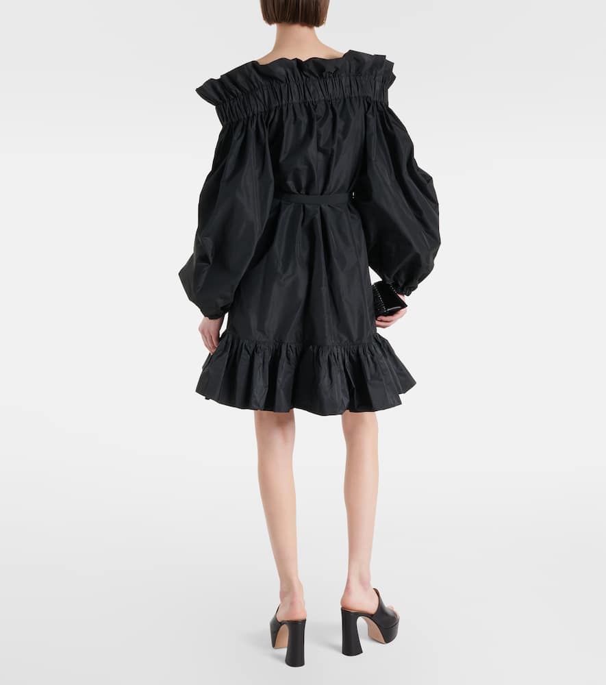 Bow-detail ruffled faille minidress