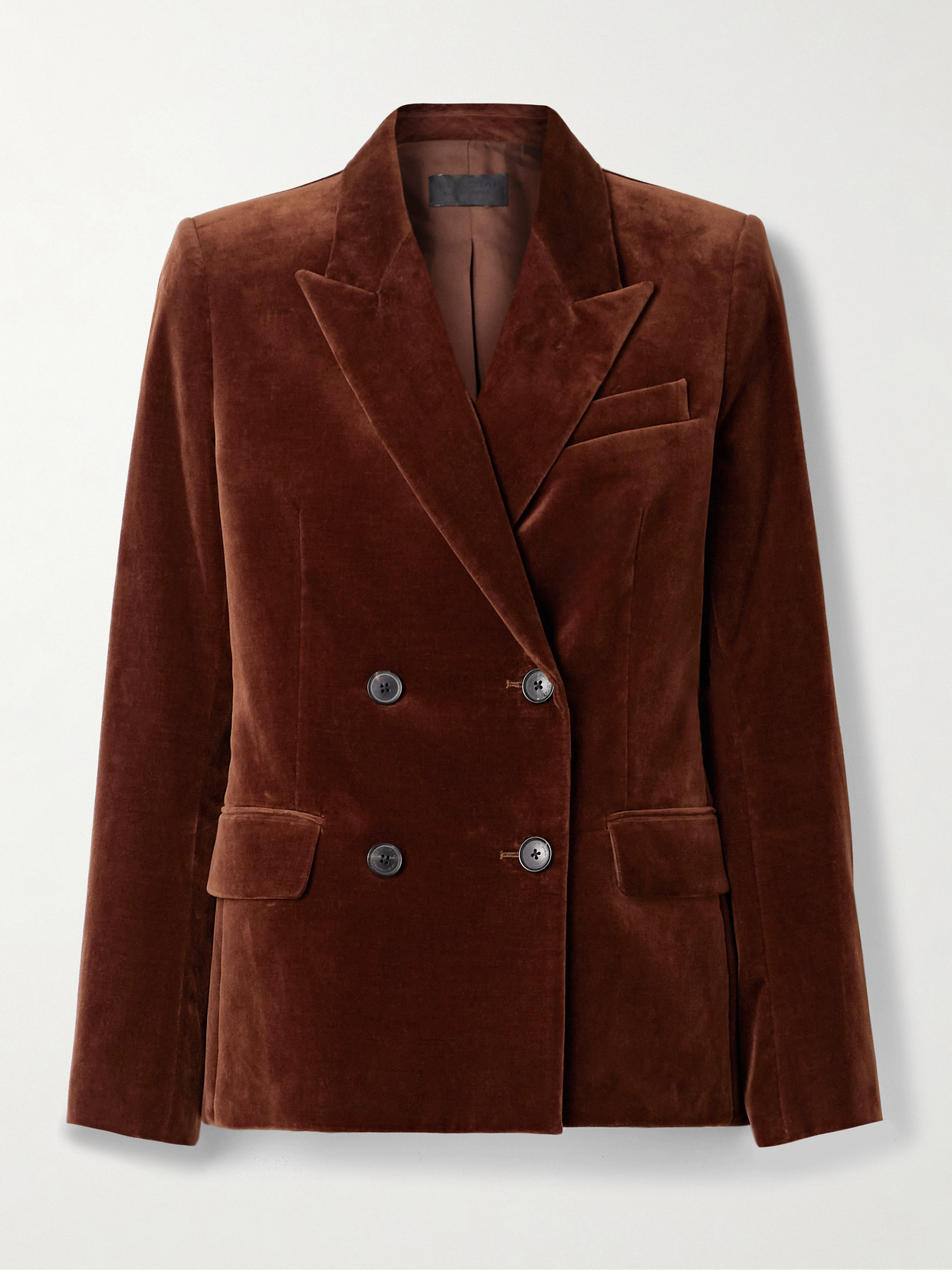 Veda Double-breasted Cotton-blend Velvet Blazer - Brown