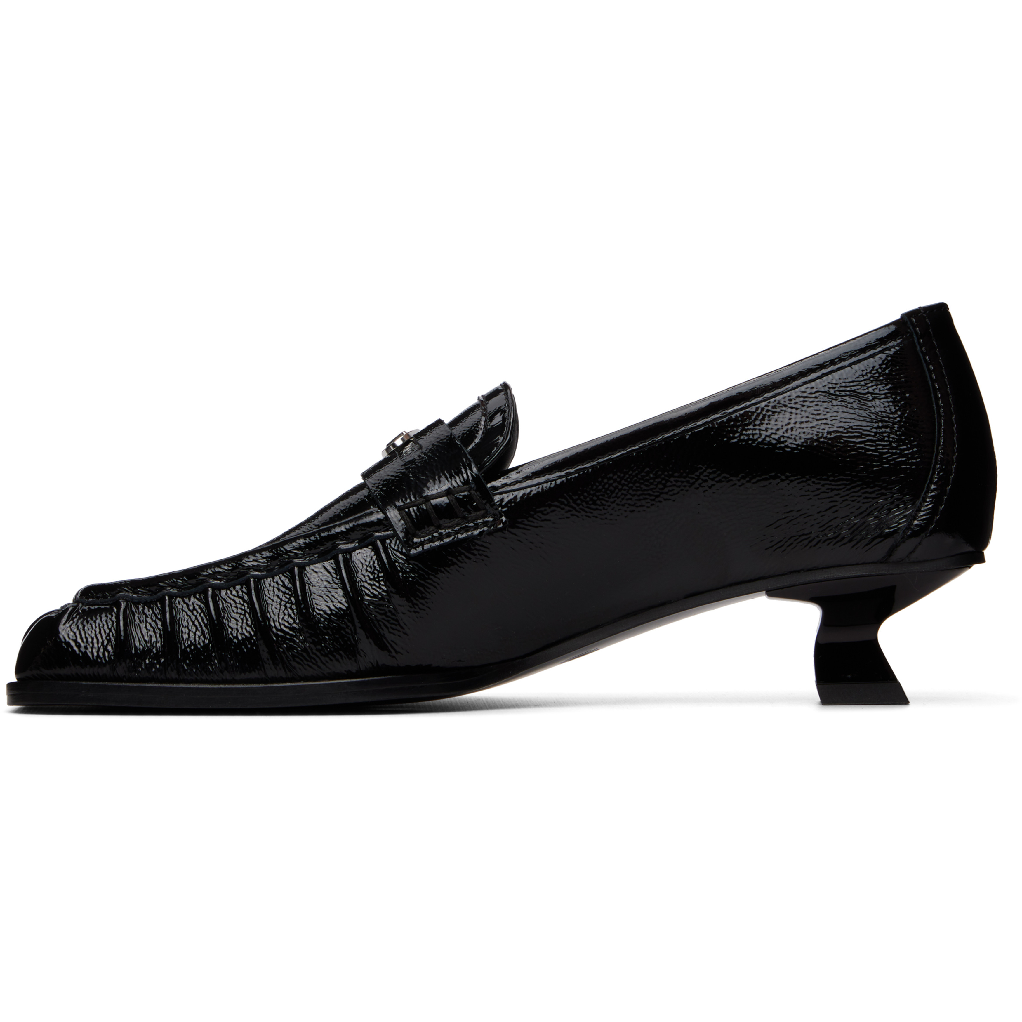 Black D-Amber-Penny Naplak Leather Loafer Heels