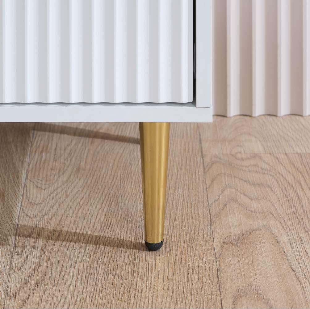 Birlea Unisex Pair of Zaza White Bedside Cabinet 2 Drawer Fluted Chest