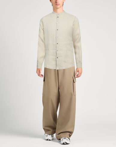 Alpha Studio Man Shirt Beige Size 36 Linen