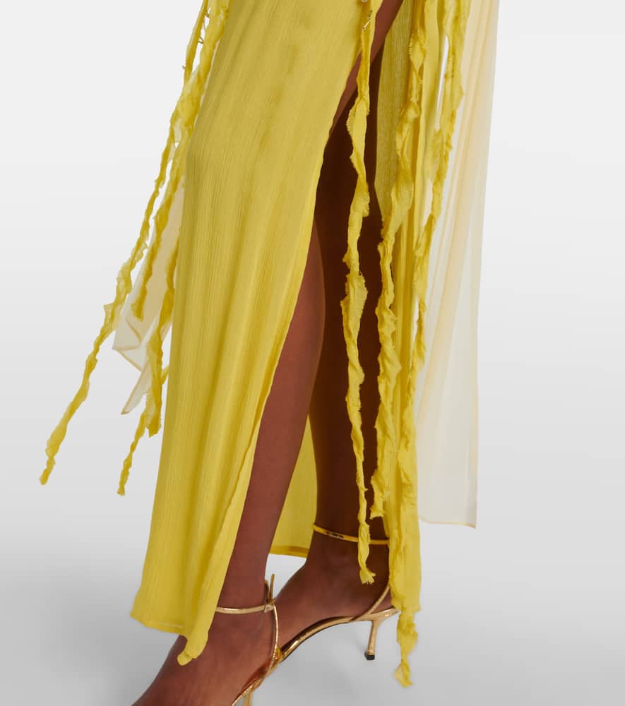 Embellished crepon maxi dress