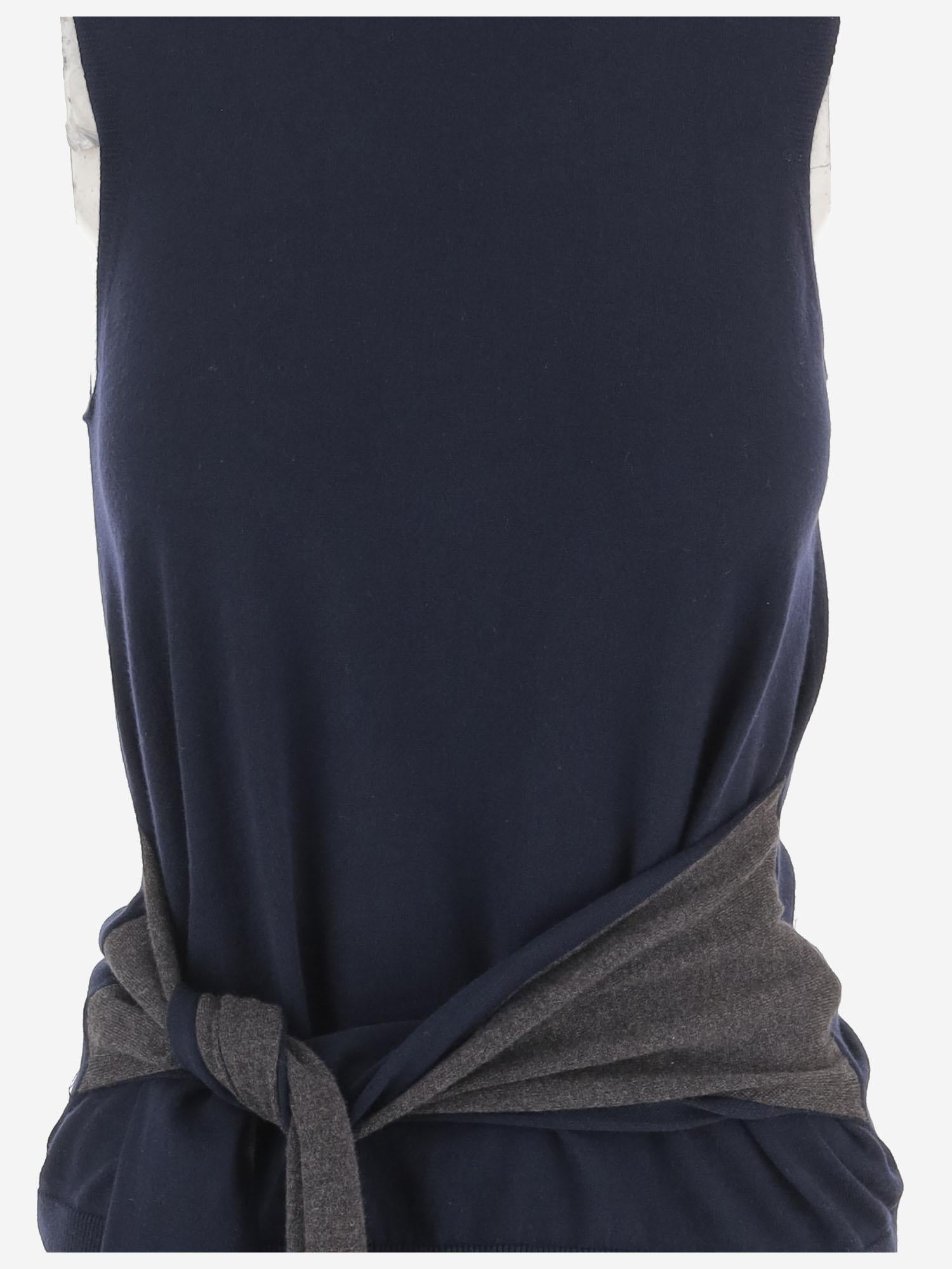 Cotton and Cashmere Blend Tank Top — Navy