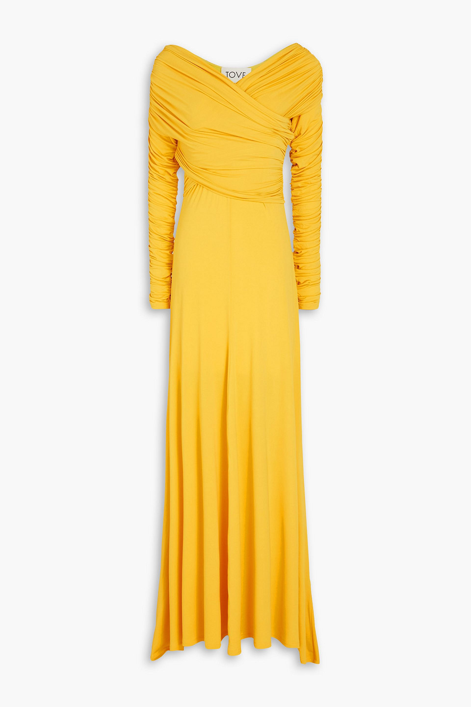Aurelie wrap-effect ruched stretch-jersey maxi dress - Yellow - FR 34