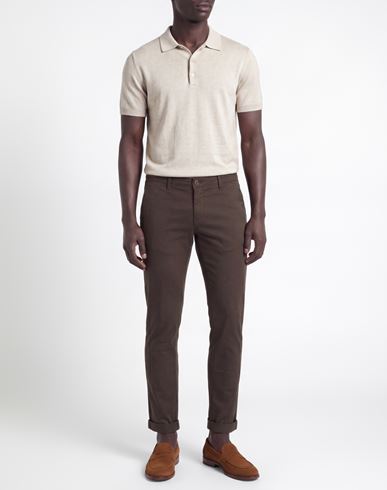 Man Pants Dark brown Size 28 Cotton, Elastane