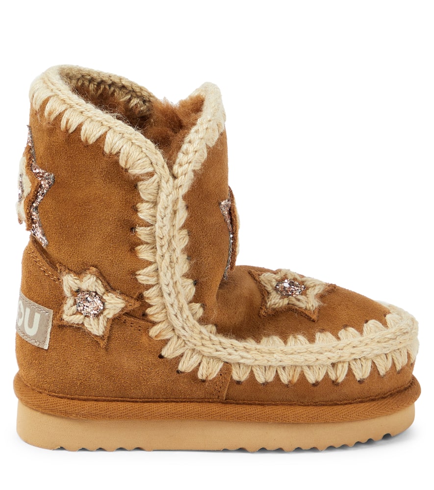 Mou Kids Shearling suede ankle boots