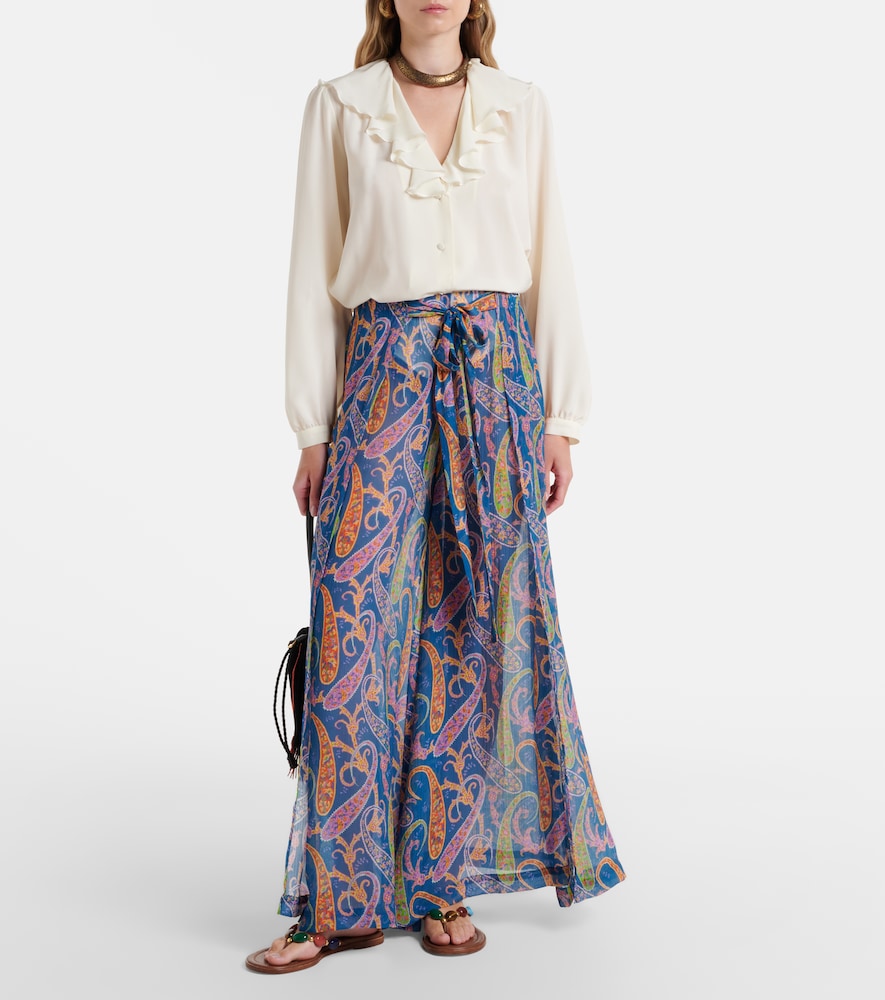 Paisley wide-leg pants