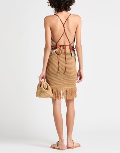 Woman Mini skirt Camel Size 6 Viscose, Polyamide