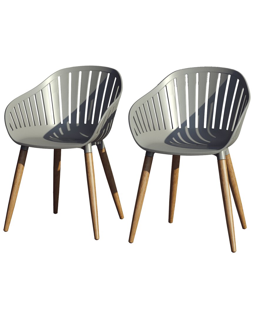 Outdoor Patio 2Pc Wood Grey Chairs