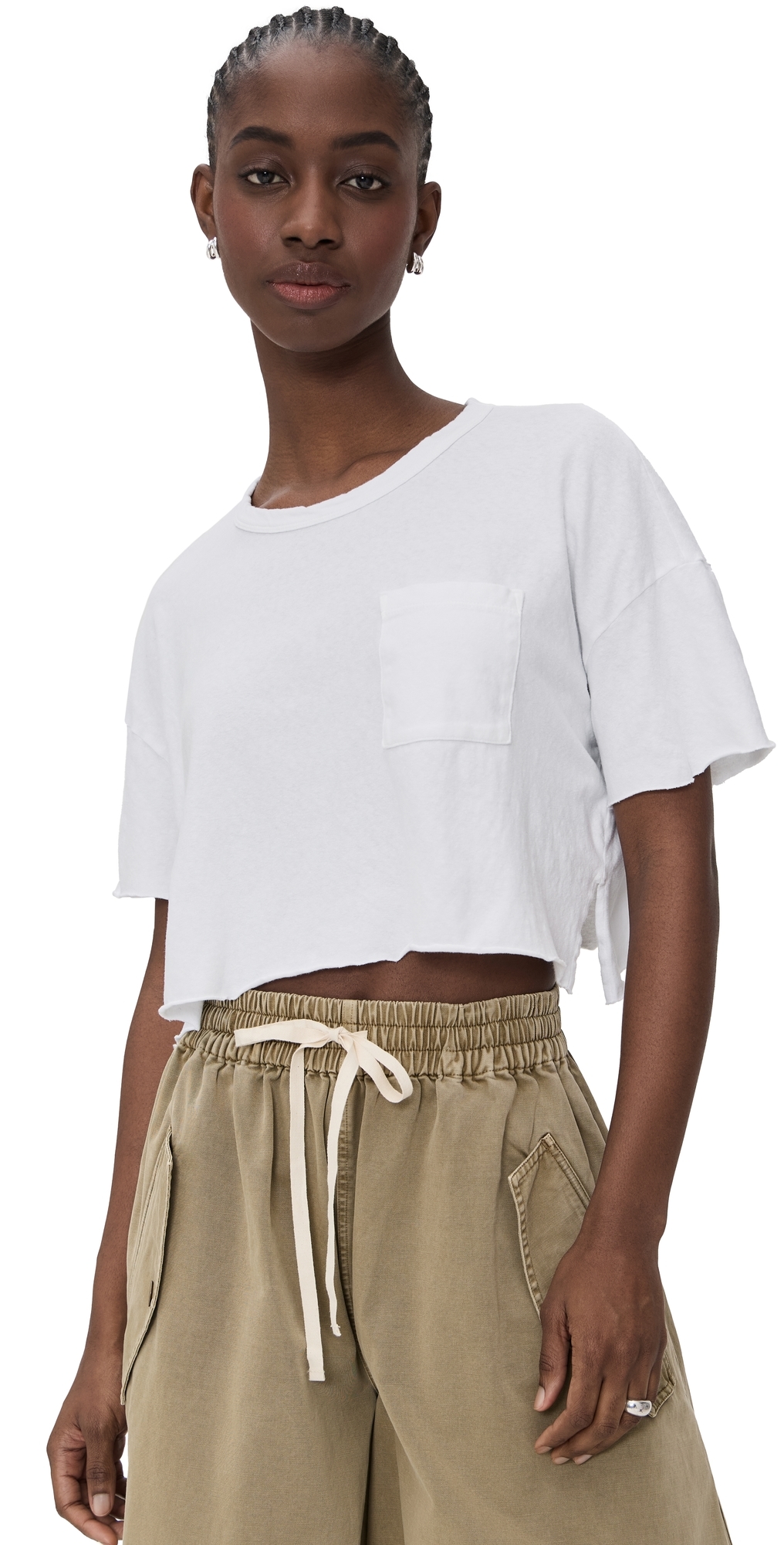 James Perse Cropped Relaxed Fit Pocket Tee White