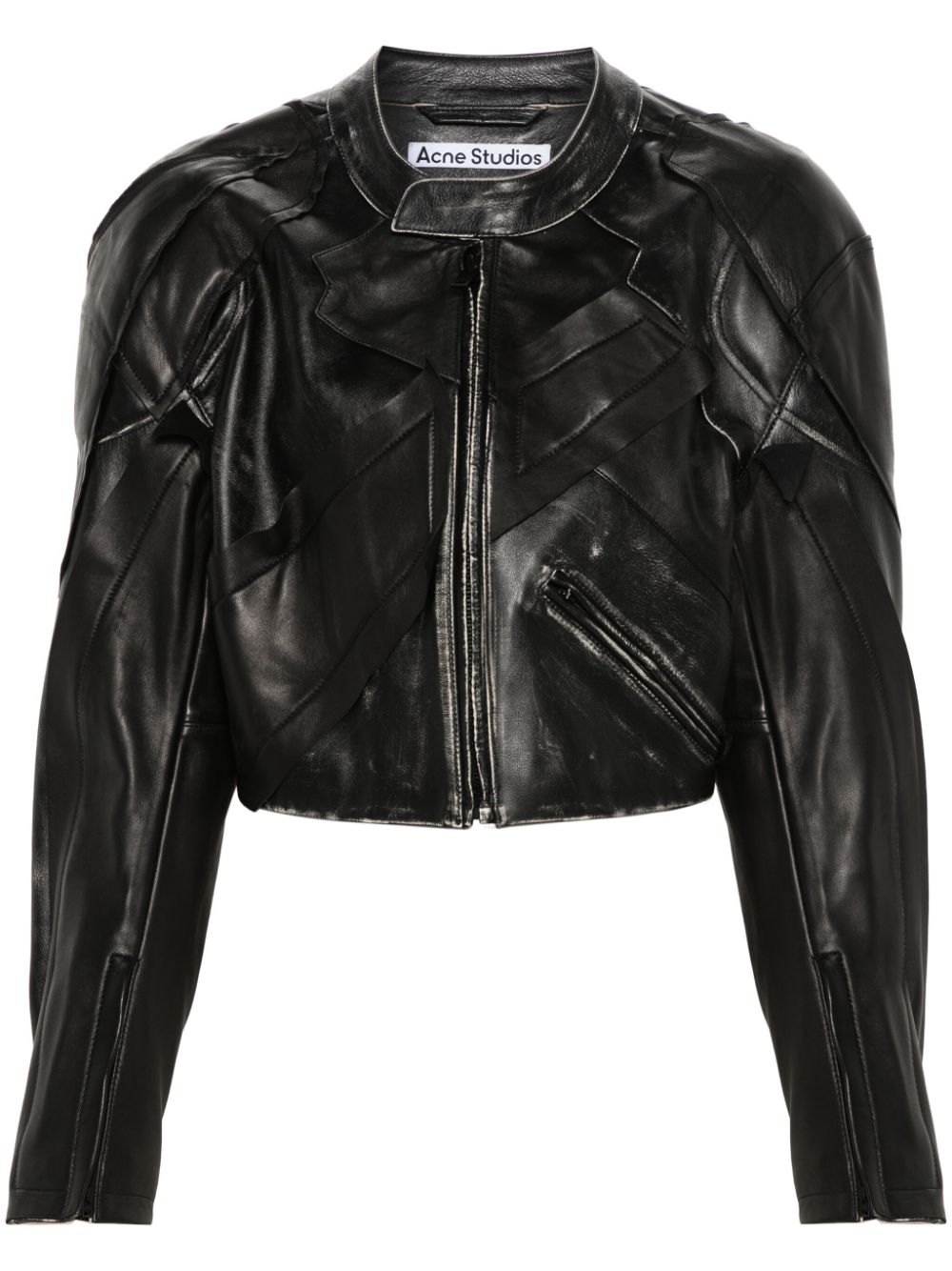 Patchwork leather jacket - Black