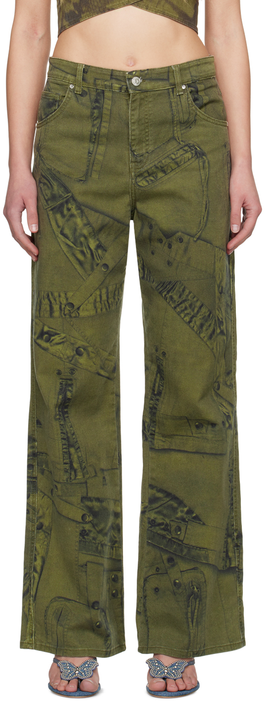 Blumarine Khaki Printed Jeans