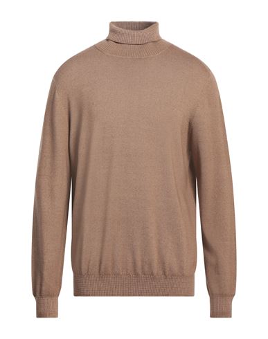 Man Turtleneck Camel Size 38 Merino Wool