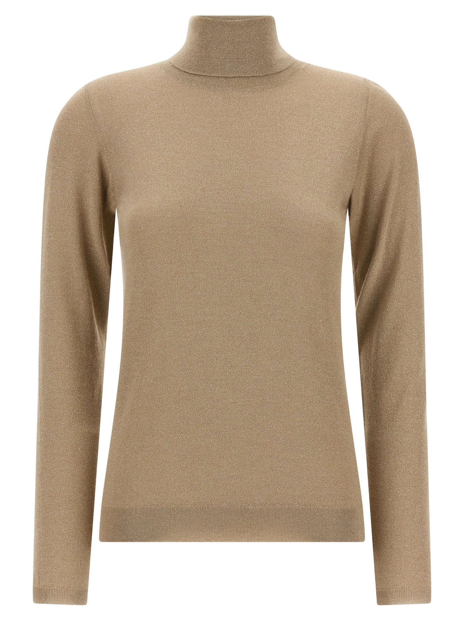 Cashmere and Silk Blend Turtleneck — Beige
