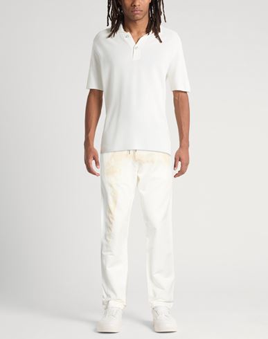 Man Pants White Size 34 Linen, Cotton, Elastane