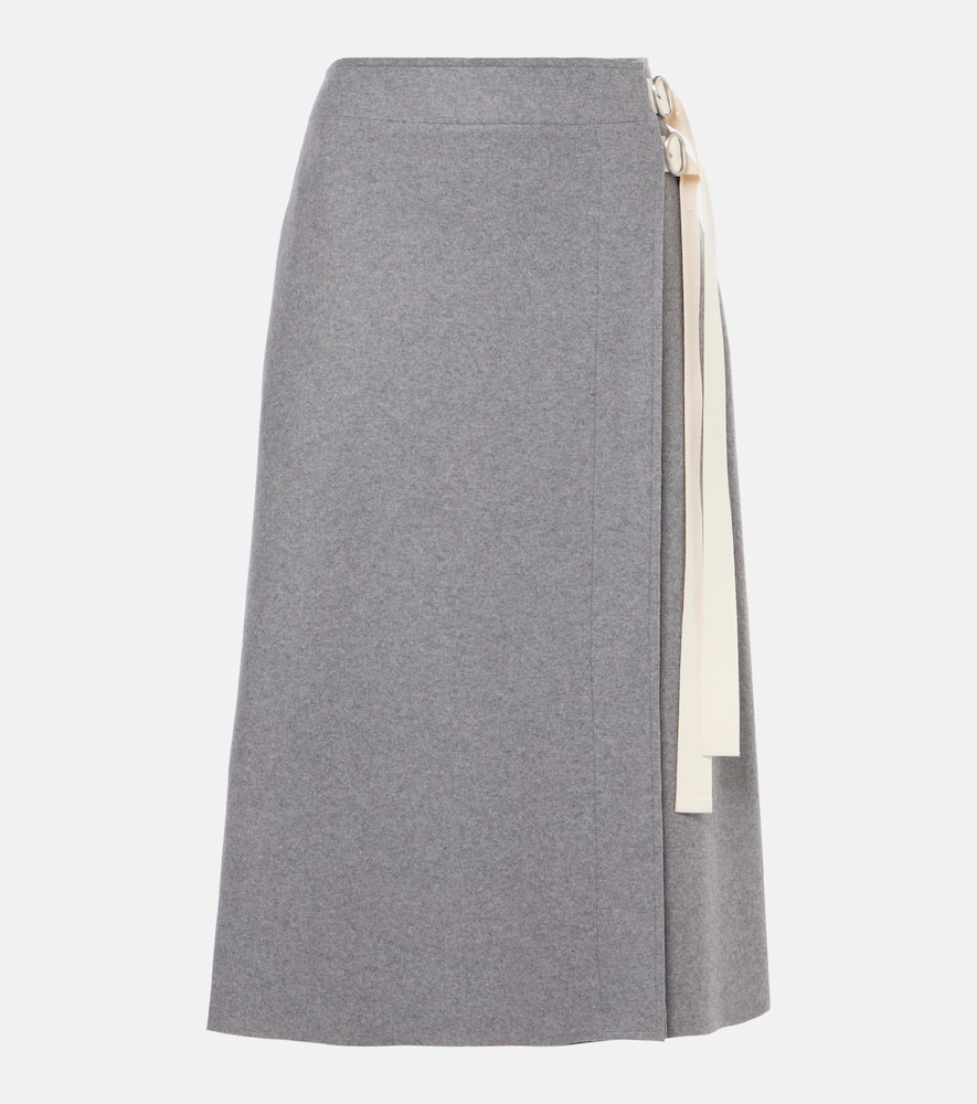 Wool-blend midi skirt