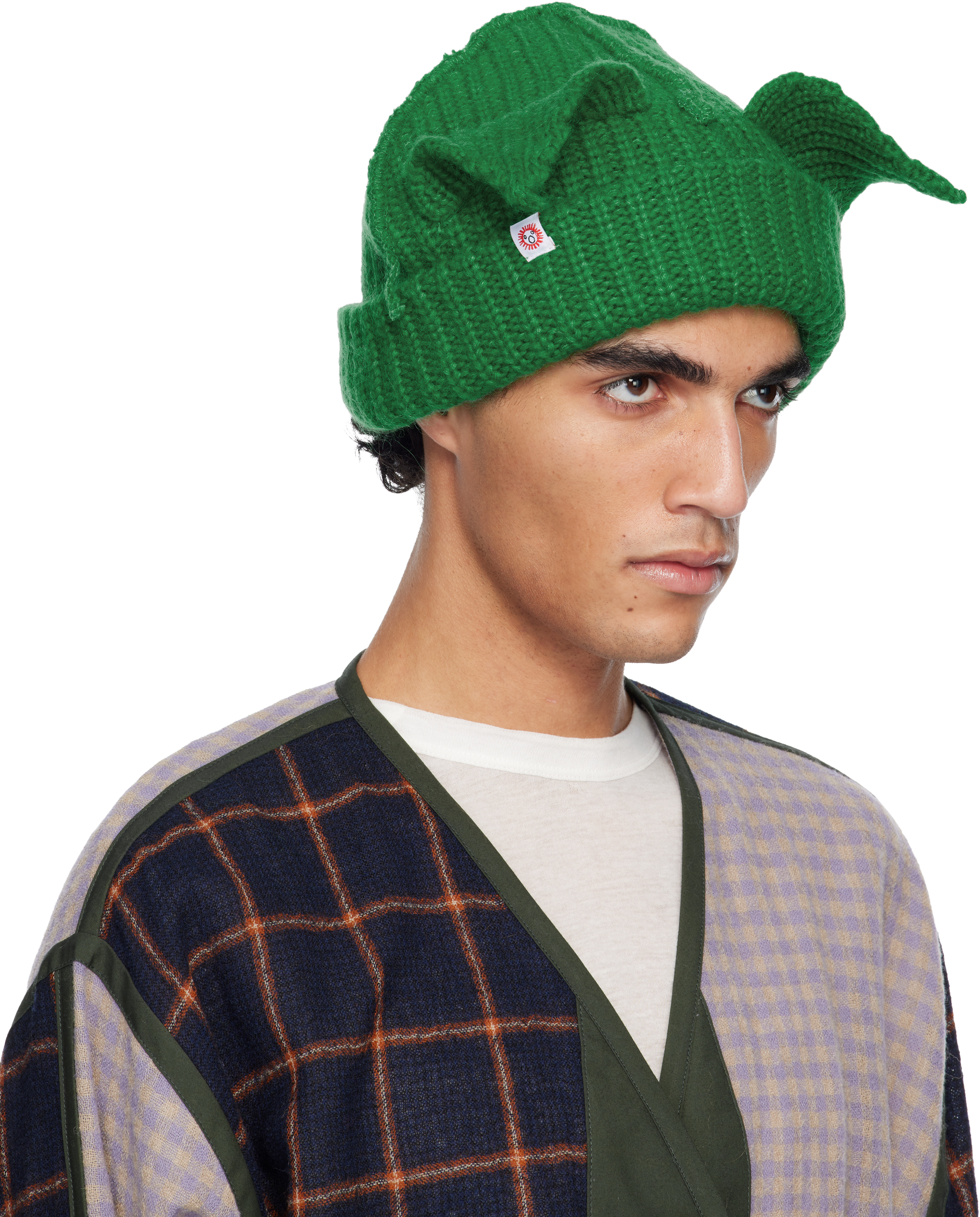 Green Mohair Chunky Ears Beanie
