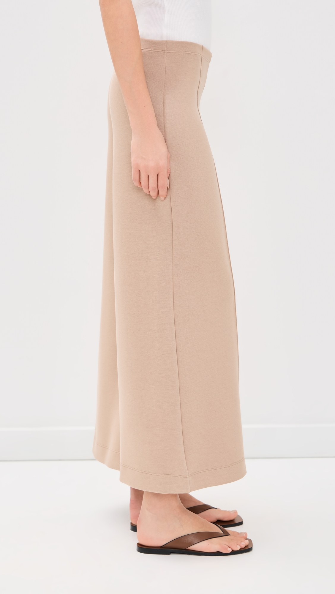 Scuba Cropped Wide Leg Pants Tan