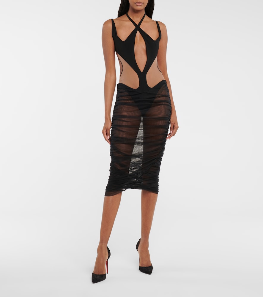 Cutout stretch-jersey midi dress