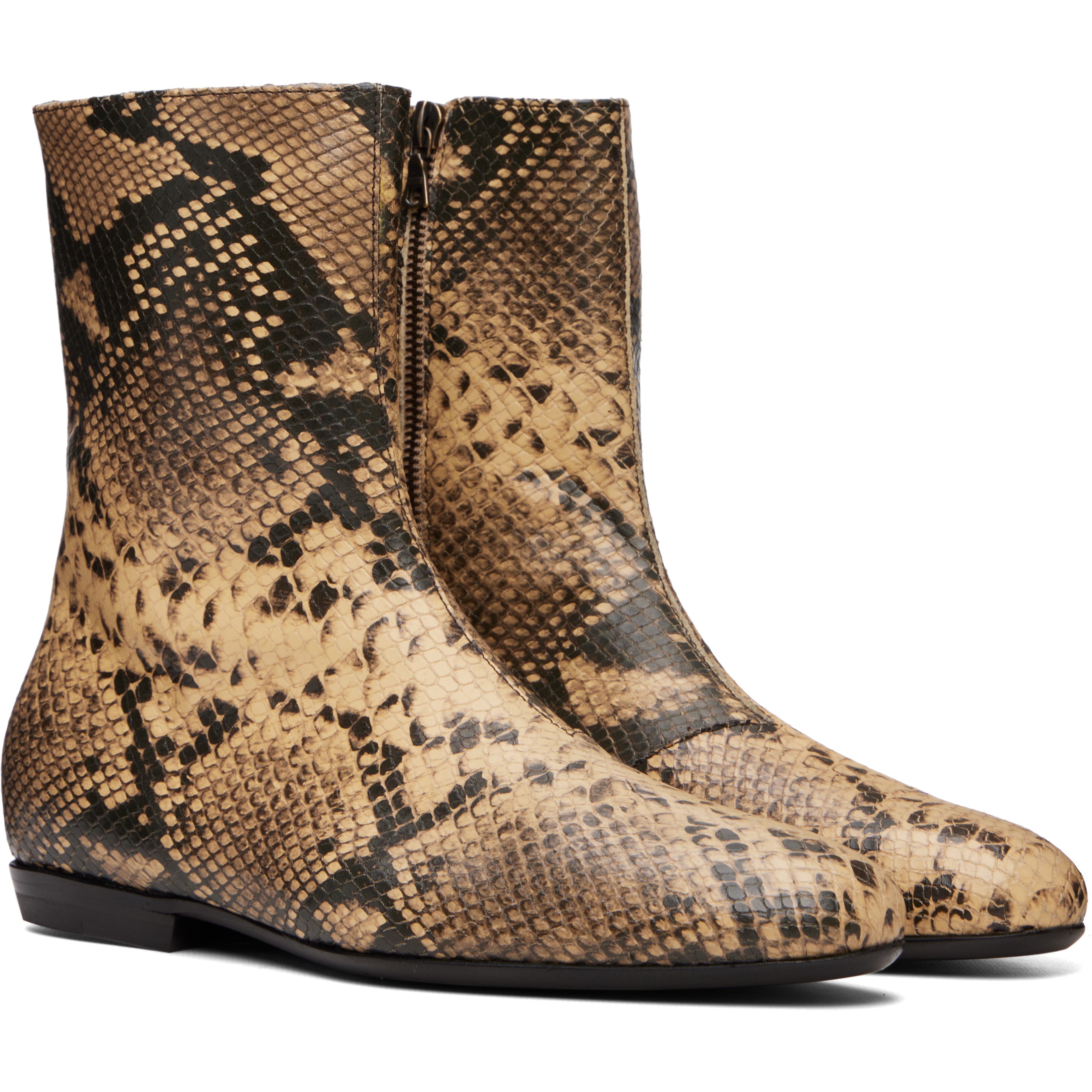 Beige Leather Sock Boots