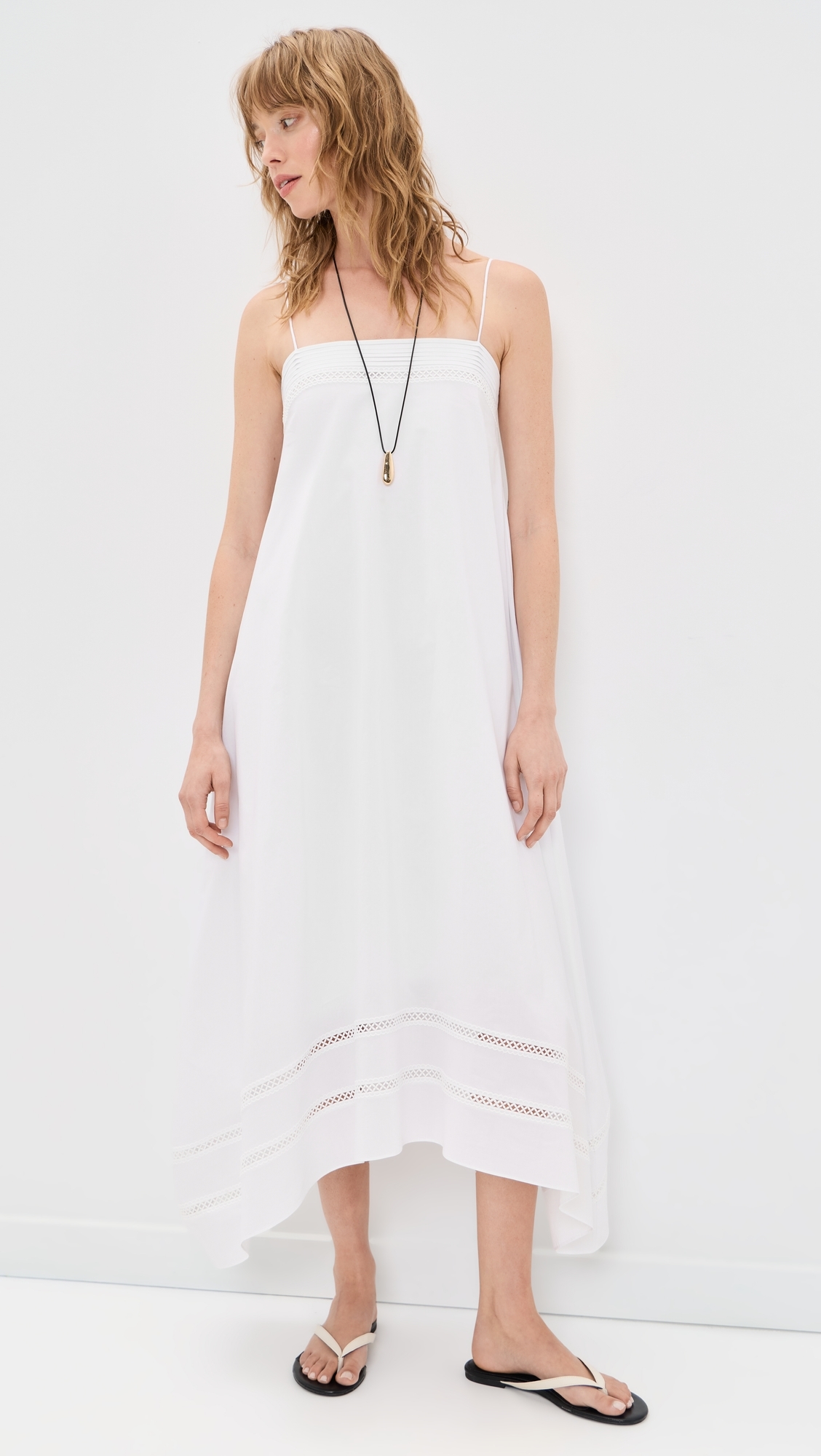 Square Neck Handkerchief Dress White