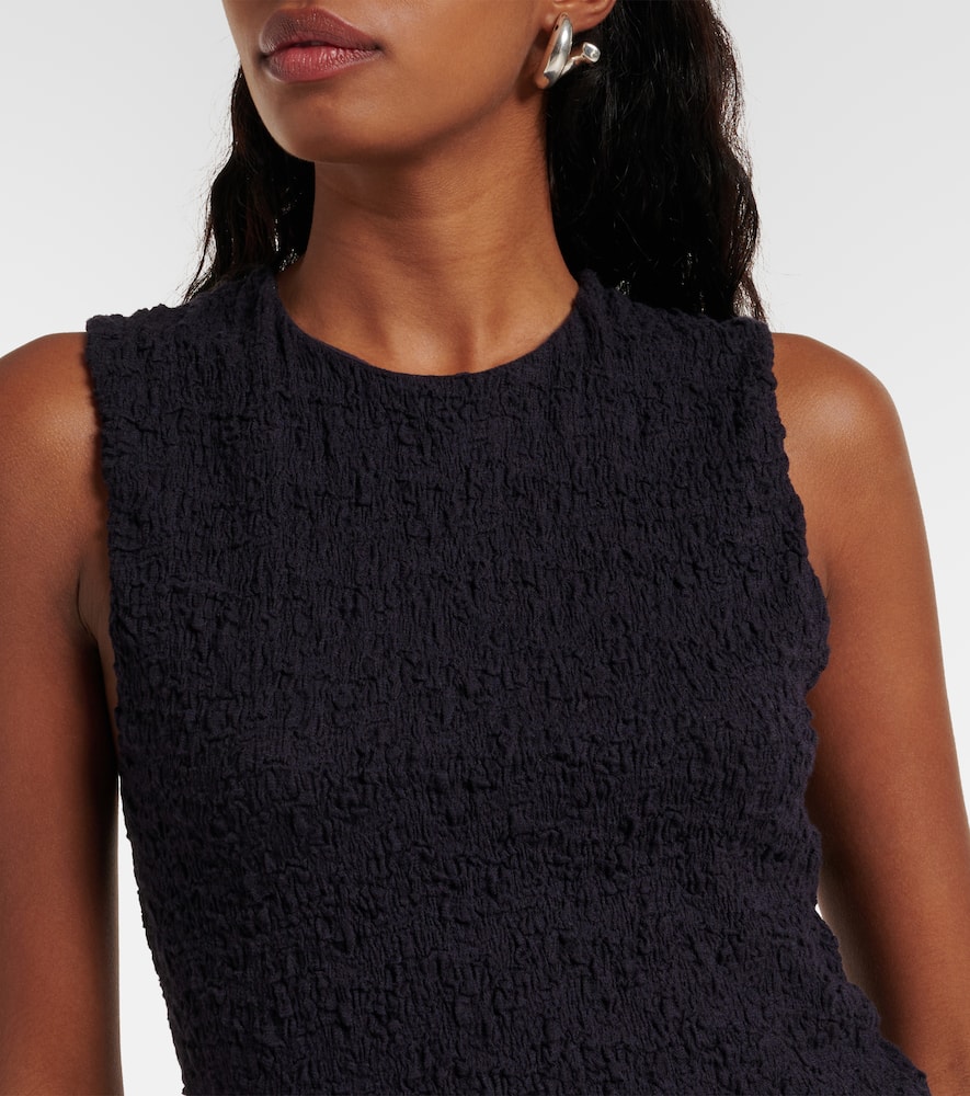 Smocked cotton-blend top