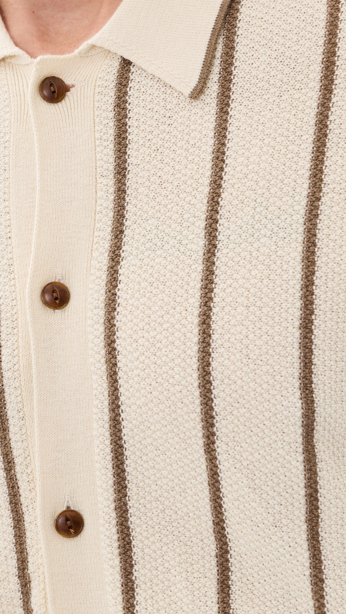 Sweater Shirt Cream Walnut Stripe