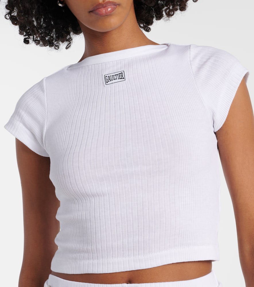 Jean Paul Gaultier Logo cotton jersey crop top
