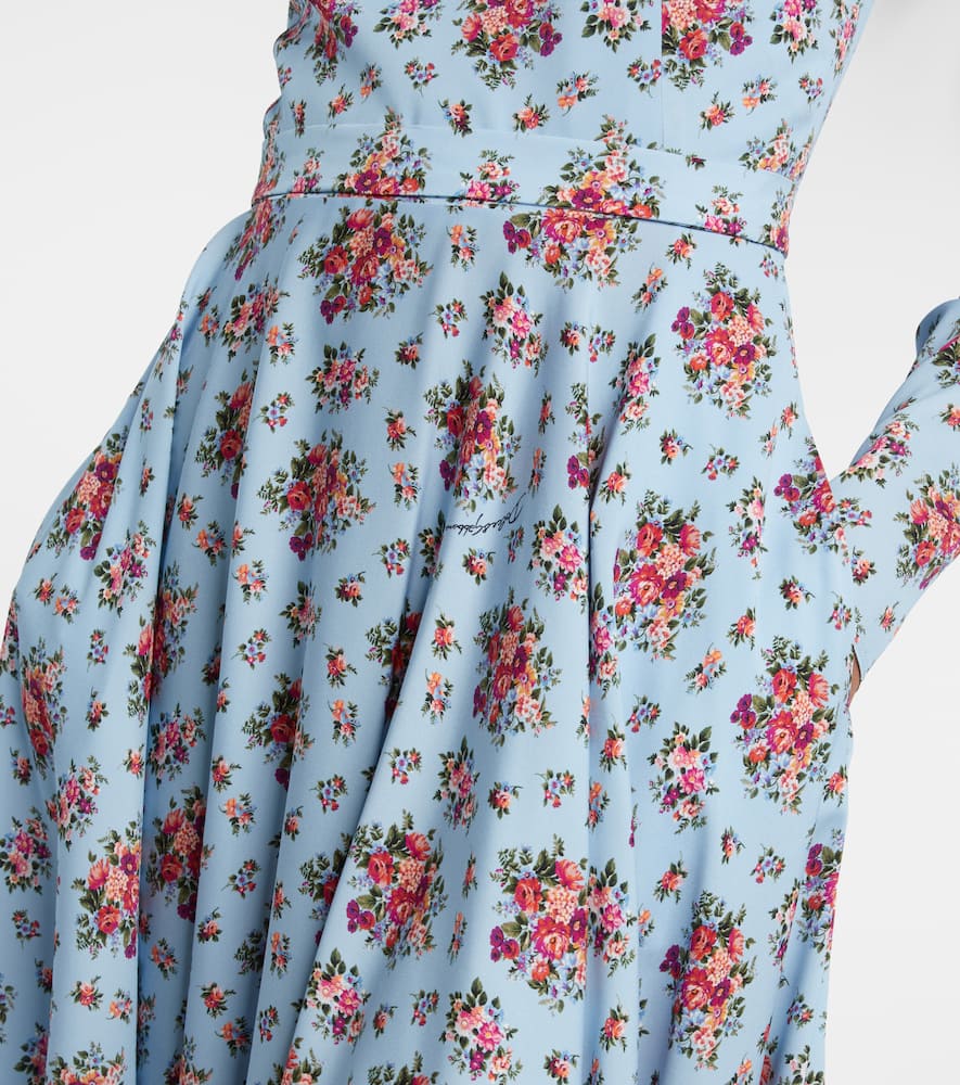 Floral silk-blend midi dress