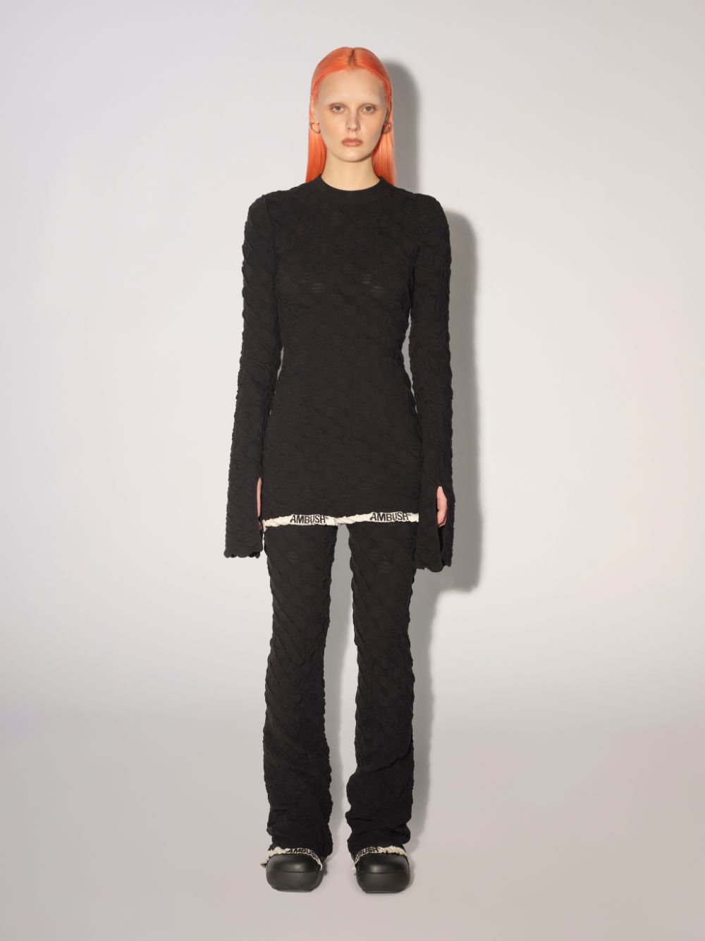 Textured logo-hem knit jumper