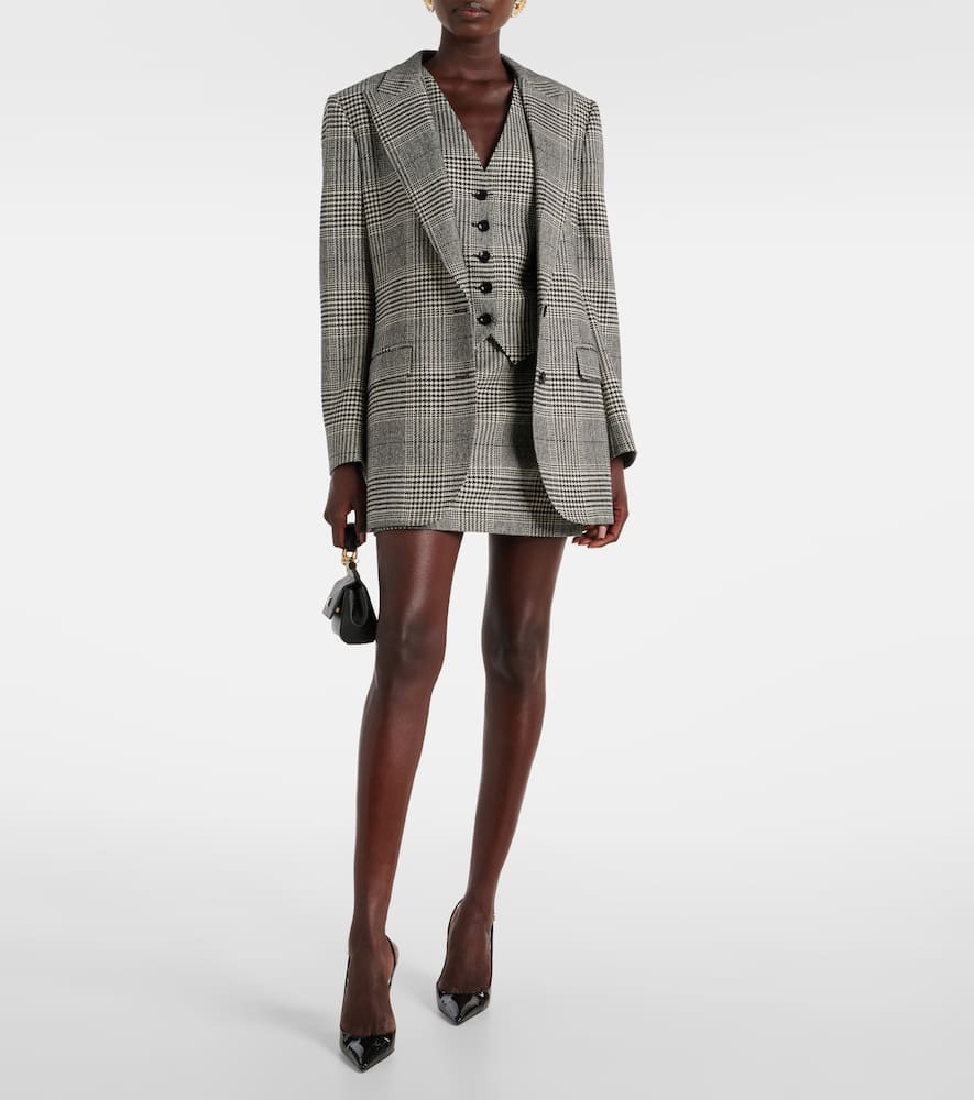 Prince of Wales check wool and cashmere miniskirt