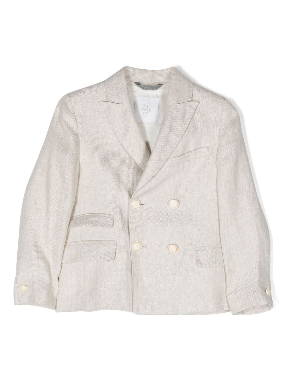 Double-breasted linen blazer - Neutrals