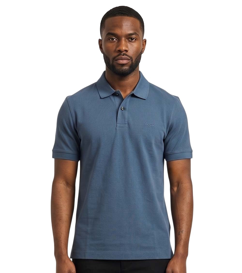 Blue Shirt Collar Polo