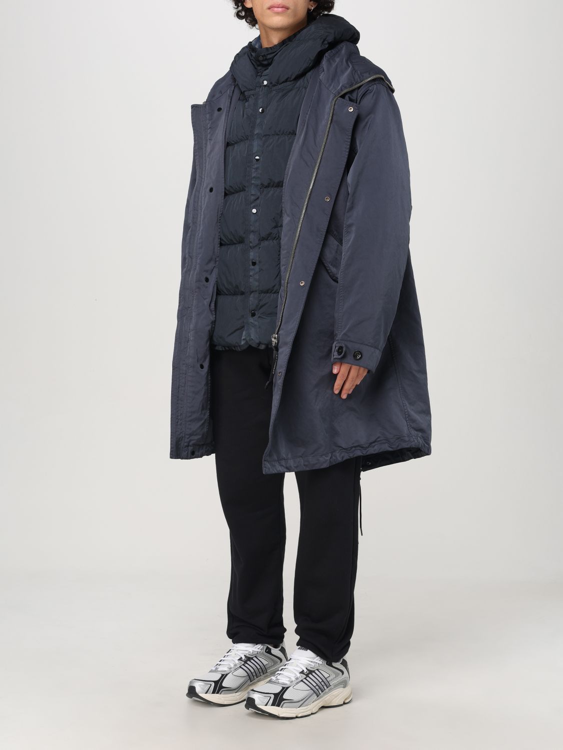 Goggles-detail padded coat - Black