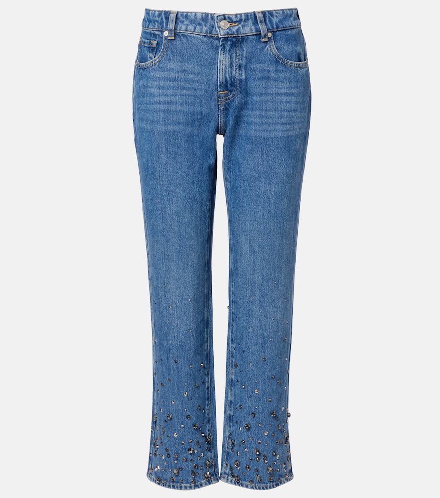 Calie embellished cropped straight jeans