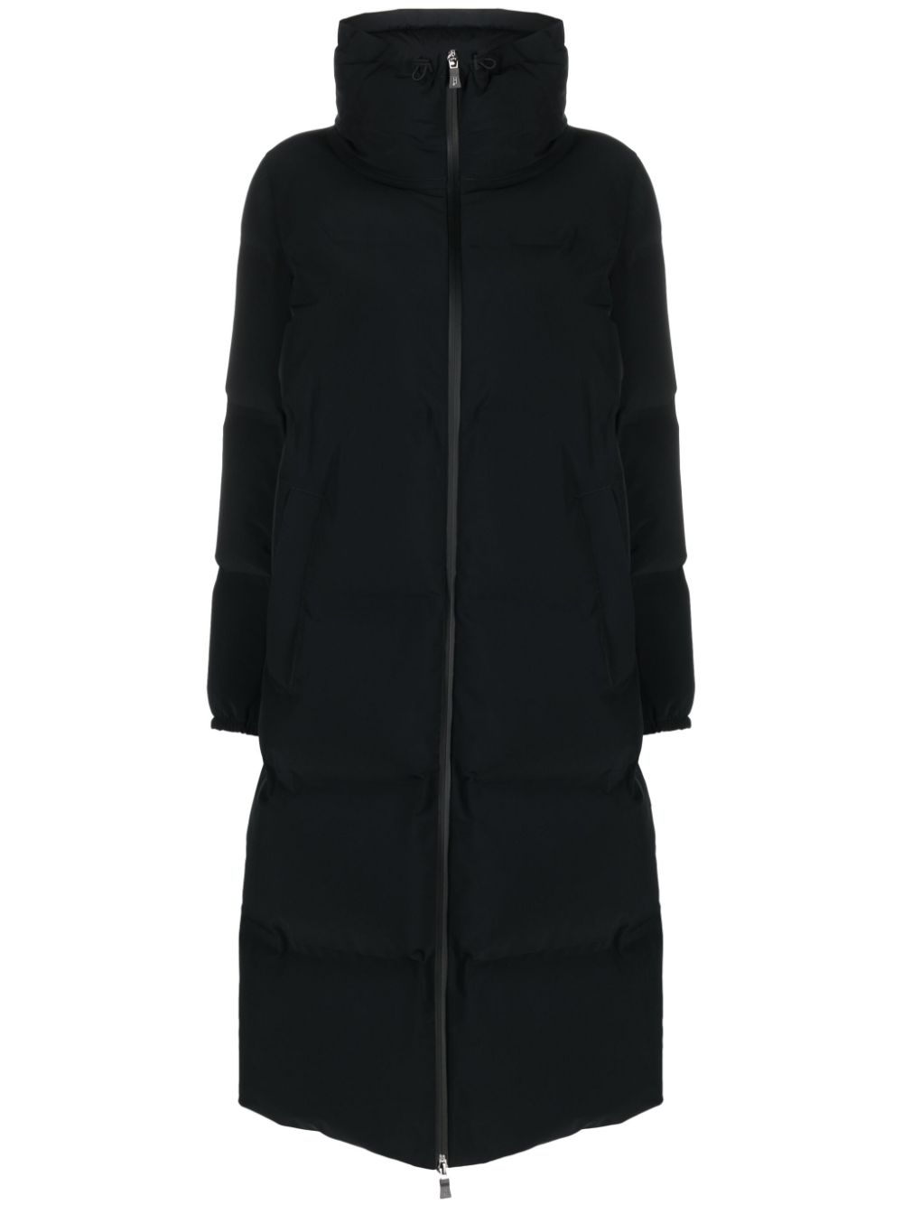 Padded zip-up trench coat - Black
