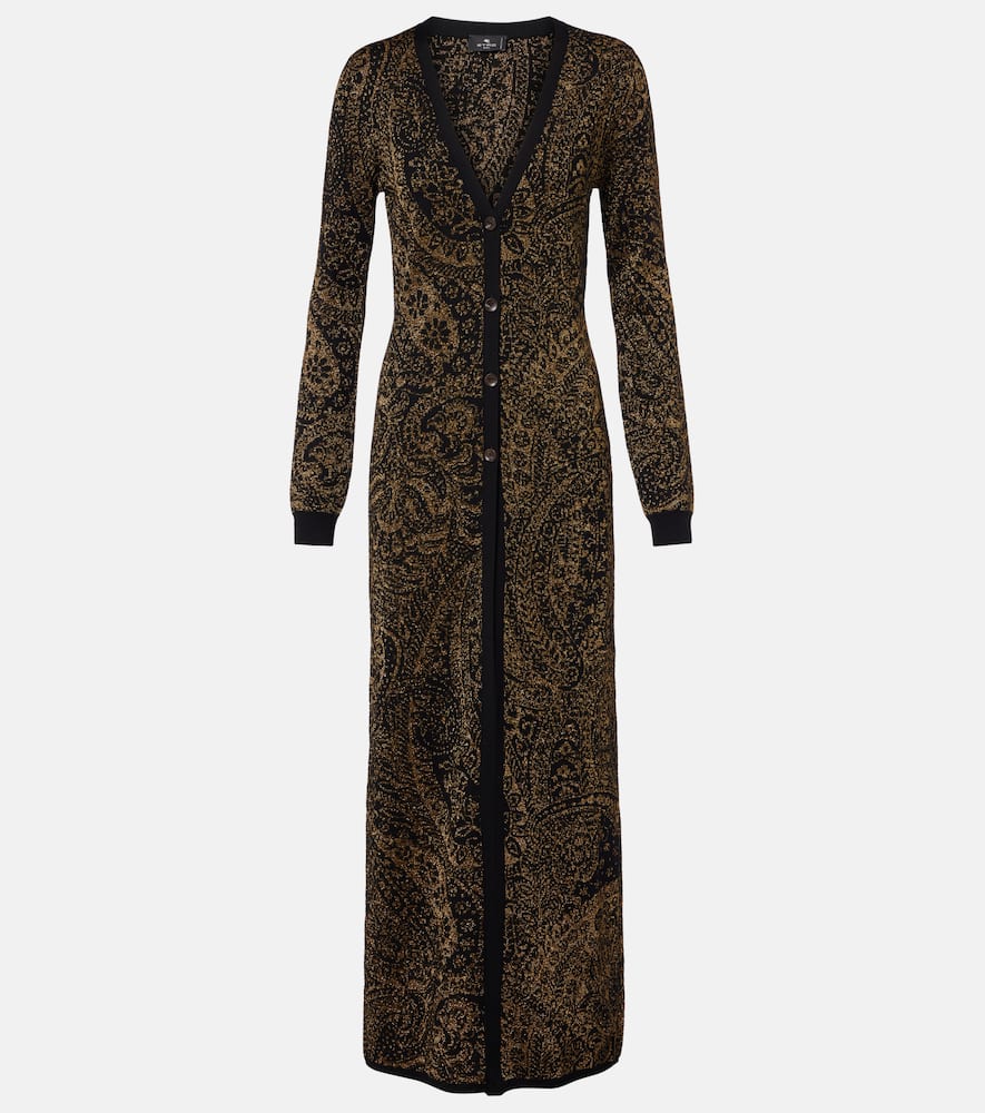 Paisley wool-blend lamé cardigan