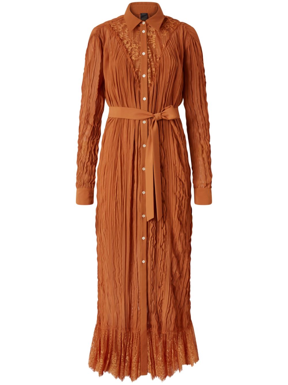 Creased effect shirt dress - Brown