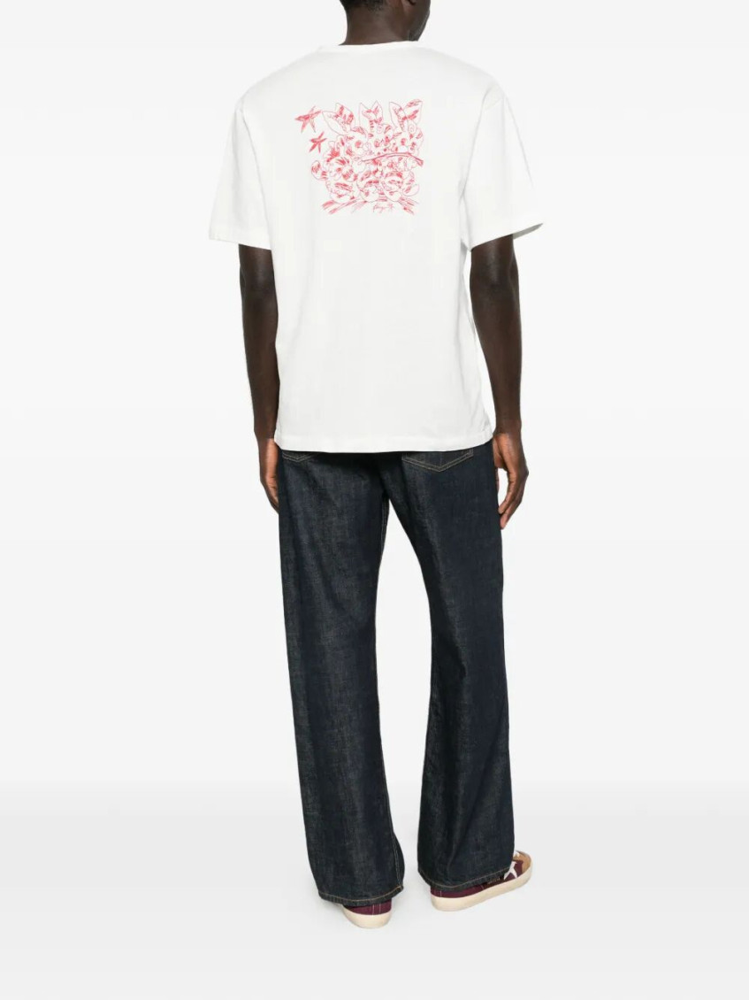 `Cartoon` Embroidered Outlined Cotton T-Shirt